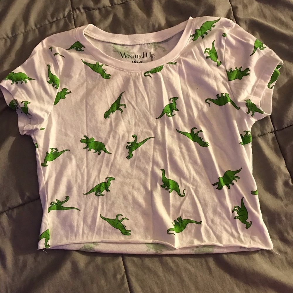 white dino crop top